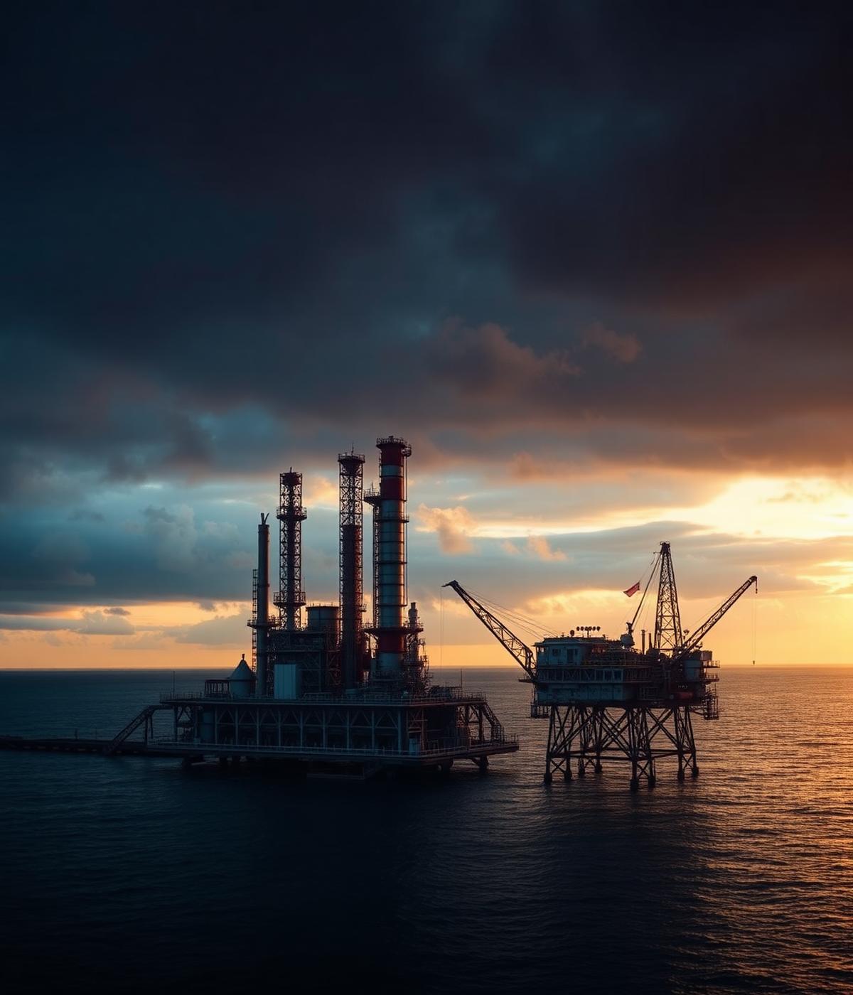Energy infrastructure at sunset